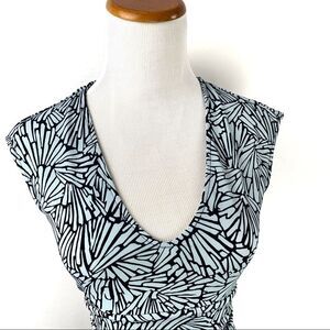 BCBGMAXAZRIA Sleeveless Blue V Neck Midi Dress S